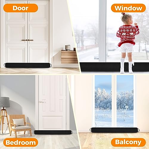 TORRAMI Under Door Draft Stoppers 30 Inch, Heavy Triangle Stop Draft Block Cold Air/Wind/Breeze Noise Blocker Door Sweeps Weather Stripping Bottom Seal Black