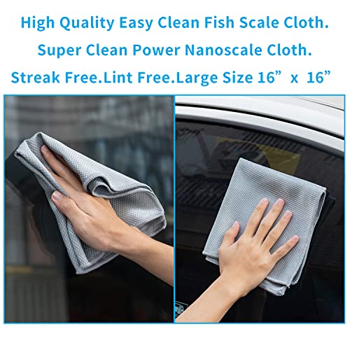 Nano Streak Free Magic Microfiber Cleaning Cloths Easy Clean Nanoscale,Fish Scale Window Mirror Glass Car Stainless Steel Cleaning,Lint Free Dish cloth Wine Glass Polishing Towel,Reusable,Pack 6,Mix