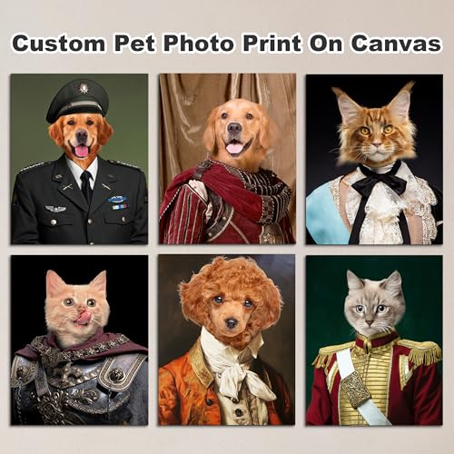 Custom Canvas Prints with Your Pet Photos,Custom Pet Portrait from Photo,Pet Wall Art Funny Pet Birthday Gift Personalized Unique Gift for Dad (Type 6, 6” X 8“)