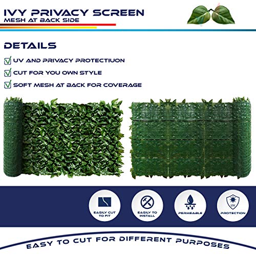 Windscreen4less 04'x20' Faux Leaf Privacy Fence Screen Artificial Laurel Leaves Fence Cover Wall Decoration for Patio Porch Deck Balcony Yard Indoor Outdoor