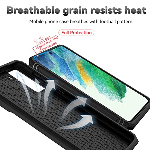 for Samsung Galaxy S21 FE 5G Case with Camera Lens Cover HD Screen Protector, Military-Grade Drop Tested Magnetic Ring Holder Kickstand Protective Phone Case for Samsung Galaxy S21 FE 5G (Black)