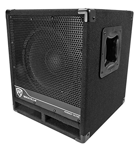 Rockville RBG10S Powered PA Subwoofer, Compact, 10", 1200W, Deep Bass, Variable Crossover, Built-in Limiter, Pole Mount, Perfect for DJ, House Parties