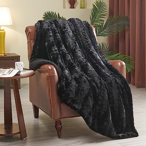 NEWCOSPLAY Super Soft Faux Fur Blanket Queen Size Red Sherpa Fuzzy Plush Warm Blanket for Sofa Bed (Red, Queen(90"x90"))