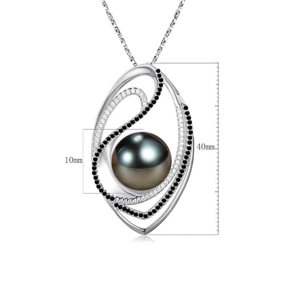NONNYL Gifts for Women Wife Anniversary Pearl Necklace for Women- Tahitian Black Real 9-10mm Quality Handpicked Nature- Gifts for Mom Girlfriend Her-Birthday Christmas