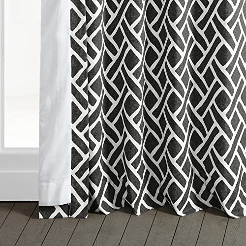 HPD Half Price Drapes Modern Geometric Printed Curtains Luxury Cotton Curtains 84 Inches Long (1 Panel) Room Darkening Curtains for Bedroom & Living Room, 50W x 84L, Crosshatch Geometrical Aqua