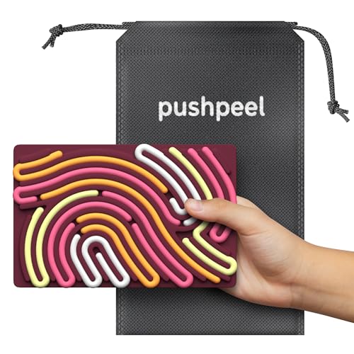 Pushpeel Sensory Activity Board: Silicone Fidget Toy for Calming, Stress, Anxiety, ADHD & Autism | Silent, No Mess | Kids 3+ & Adults | Includes Portable Travel Bag & 11 Strings