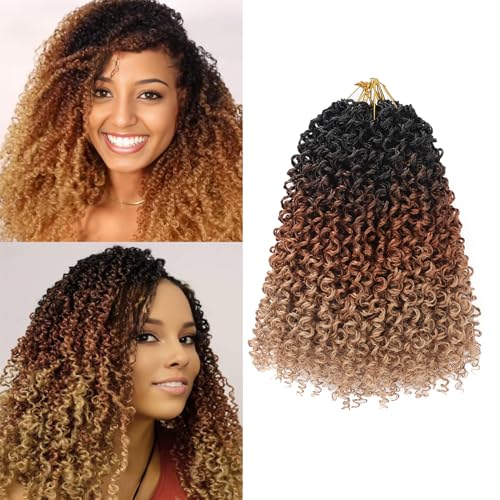 Yanky Twist Pre-looped Crochet Braid Synthetic Short Re-twisted Curls Passtion Twist Crochet Hair for Black Women Hair Extensions(8nch 8Pack 3T1B/30/27)