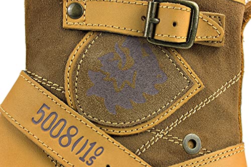 OSSTONE Moto Boots for Men Fashion Zipper-up Leather Chukka Boots Casual Shoes 5008-1-F-13 Beige