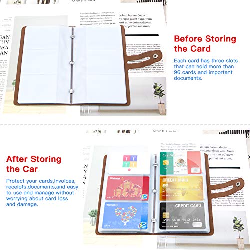 Padike RFID Credit Card Holder Business Card Organizer Business Card Holder, with 96 Card Slots Credit Card Protector for Managing Your Different Cards to Prevent Loss or Damage (Apricot)