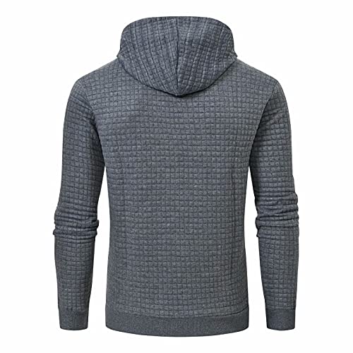 Yundobop Men's Pullover Hoodies Plaid Jacquard Long Sleeve Drawstring Hipster Casual Hooded Sweatshirts with Kanga Pockets Coffee M