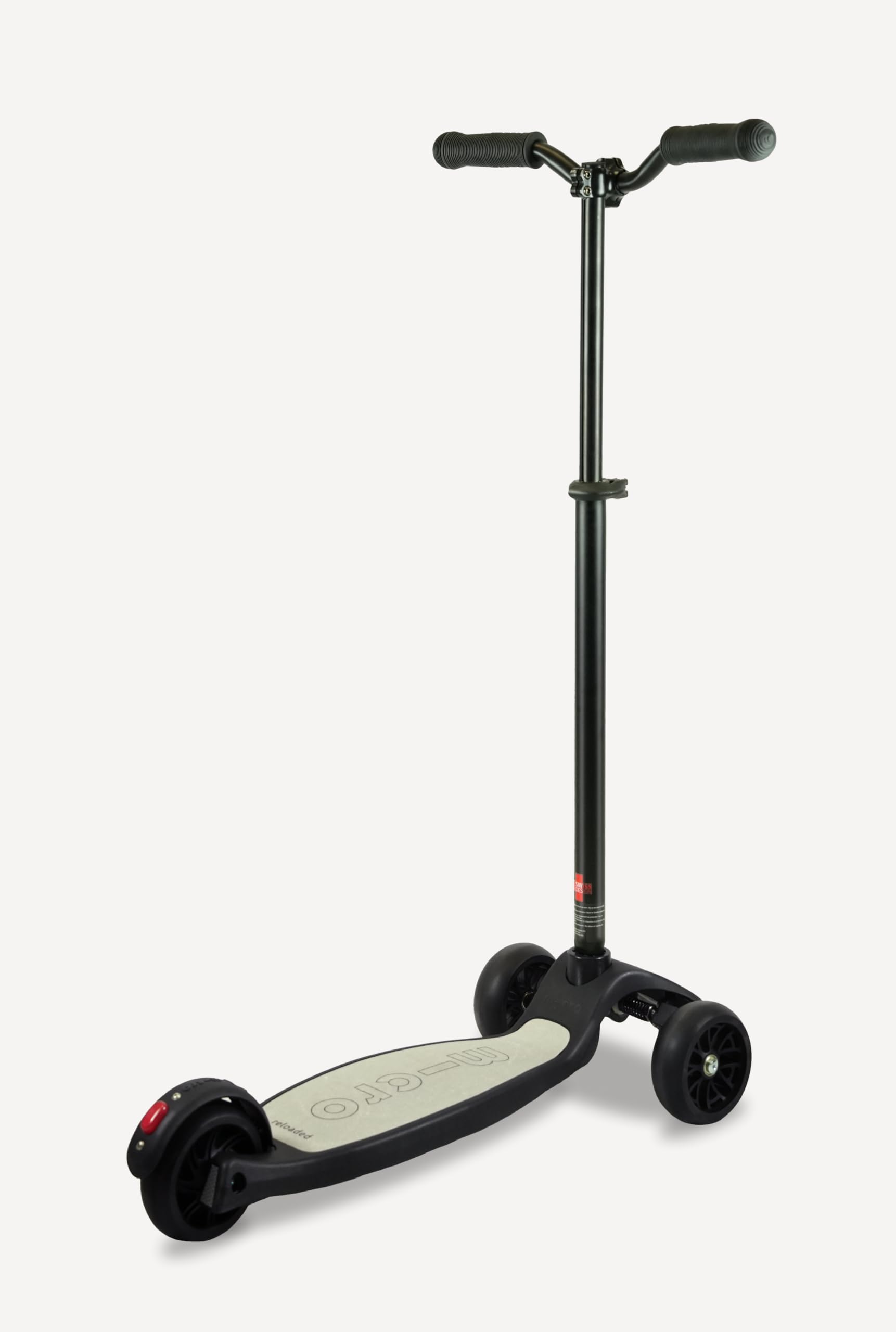 Micro Kickboard Reloaded Three-Wheel Scooter for Big Kids, Teens, & Adults – Lean-to-Steer Carving Ride, Adjustable T-Bar, Wide Wheels, Up to 220 lb, Ages 13+ (Black)