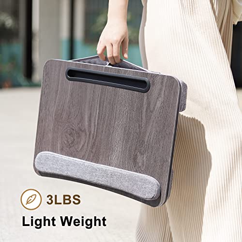 Lap Desk Laptop Bed Table: Fits up to 15.6 inch Laptop Computer lapdesk with Soft Pillow and Storage Bag - Padded Lap Work Tray and Gaming Desk on Bed - Wood Wide Writing Tray for Home Office