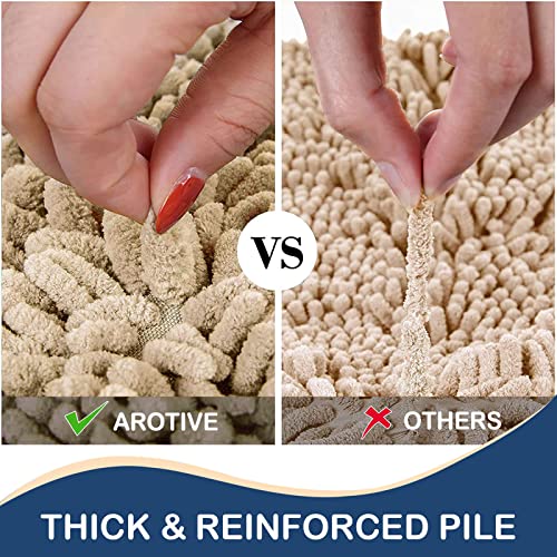 Arotive Luxury Chenille Bathroom Rug Mat, Extra Soft Thick Absorbent Shaggy Bath Rugs, Non-Slip Machine Wash Dry Plush Bath Runner Mat for Bathroom, Shower, and Tub (60"x24", White)