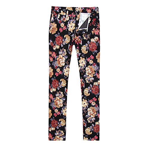 Mens 2 Piece Suit Notched Lapel Floral 1 Button Slim Fit Prom Tweed Suit (K1, X-Small)
