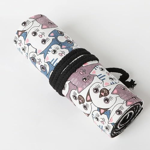 DIYOMR 24/36/72 Slots Pencil Wrap Pencil Rolls, Artist Colored Pencils Roll Up Bag Short Brushes Pouch Case Pencils Organizer for Drawing Coloring and Sketching (Maple Leaves, 36slots)