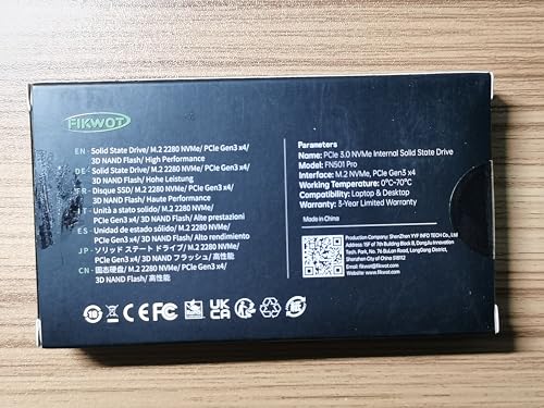 Fikwot FN501 Pro 256GB NVMe SSD - M.2 2280 PCIe Gen3 x4 Internal Solid State Drive with Graphene Cooling Sticker, Up to 3,500MB/s, SLC Cache 3D NAND TLC, Compatible with Laptop & PC Desktop
