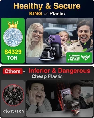 VANMASS 【2024 Newest & Strongest Military-Grade Cert Car Phone Holder Mount【Over 60LBS Suction】 Dashboard Windshield Cell Automobile Cradles Truck Hook Vent for iPhone 15 Pro Max 14 13 12 Samsung, Black