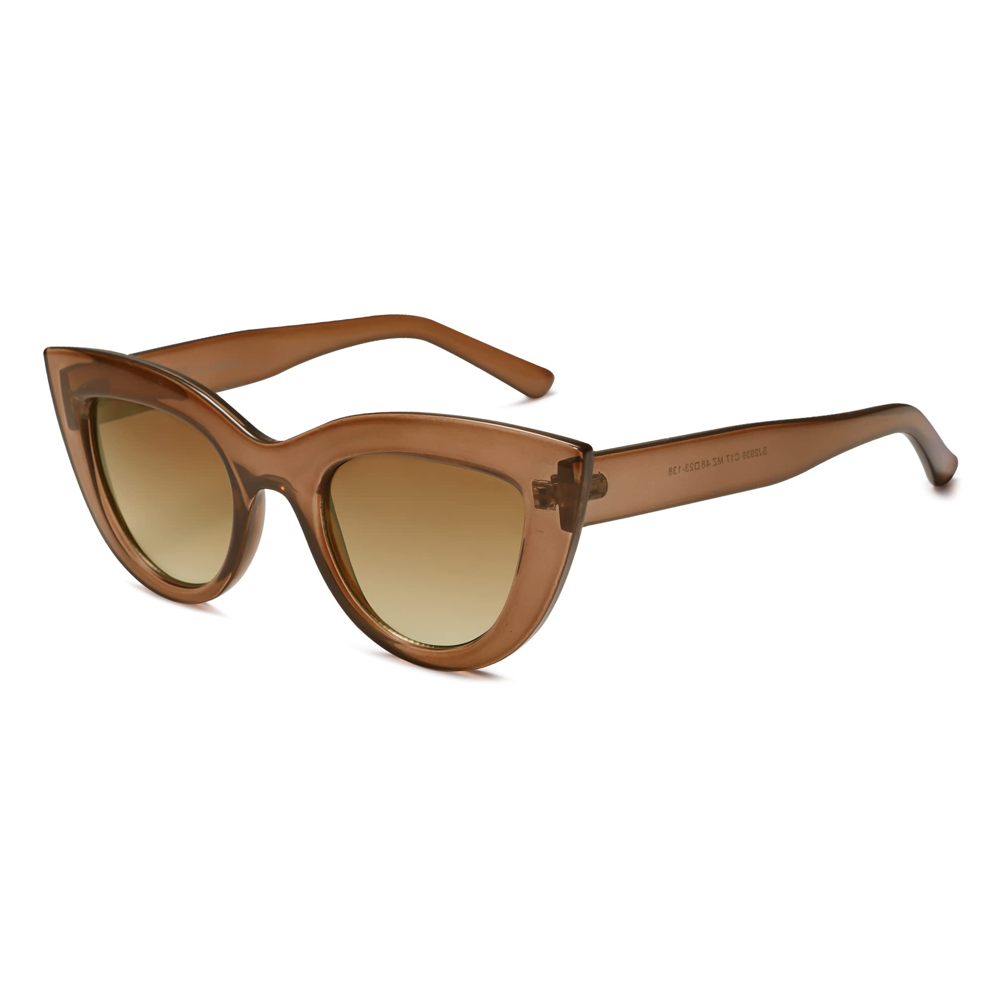 SOJOS Retro Small Vintage Cat Eye Sunglasses for Women Cute Fashion UV400 Sunnies SJ2939, Dark Brown/Brown
