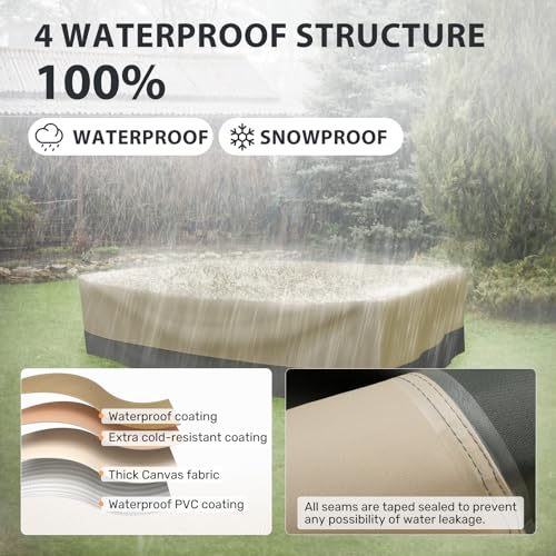 Rectangular Patio Dining Table Cover Waterproof Heavy Duty, 74"x54"x28" Outdoor Patio Furniture Cover/ Waterproof UV Snow Resistant