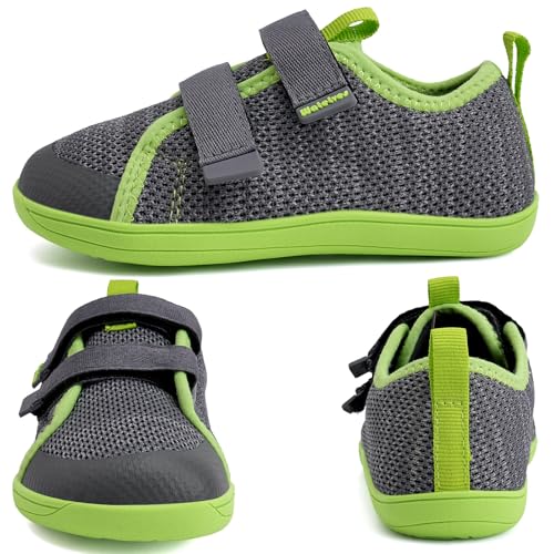 WateLves Toddler Little Kids Wide Barefoot Shoes The First Walking Shoes Girls Boys Breathable Zero Drop Minimalist Sneakers with Wide Toe Box Natural to Grow (Dark Gray, 32)