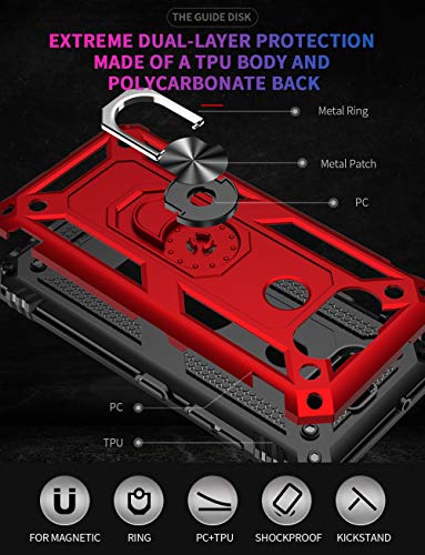 Dionsibei Military Grade Drop Impact for LG Aristo 5 Case LG Phoenix 5/Fortune 3/K300/LG Aristo 5+ Plus/LG K31 Case Metal Rotating Ring Kickstand Armor Heavy Duty Cover Aristo 5+ Plus Case (Black)