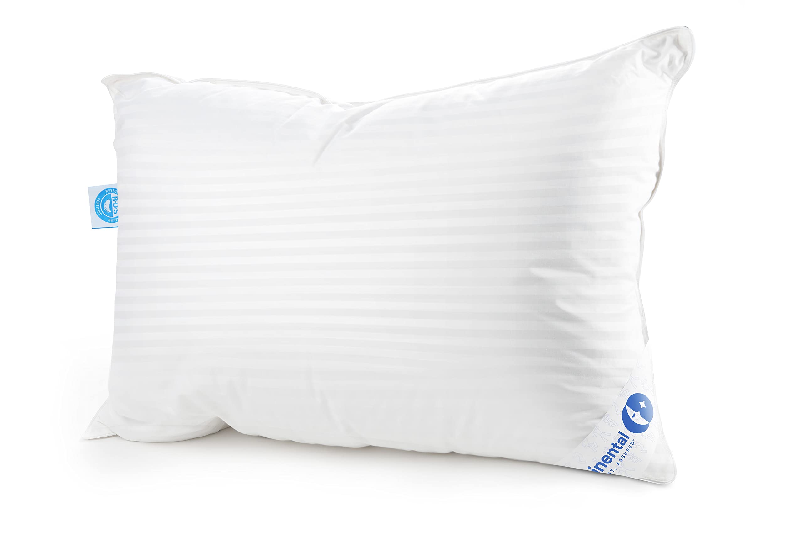 Continental Bedding | Serenity Goose Down Pillow | 700 Fill Power Hungarian White Down | 400TC Cotton Damask Shell | Made in USA | Firm, Queen (Pack of 1)