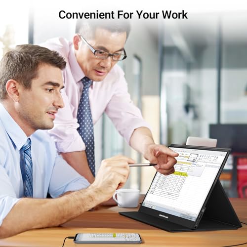 HotYeah Touch Screen Monitor, 15.6'' 1080P 10-Point Portable Monitor Touchscreen, USB-C HDMI HDR IPS Travel Monitor with Smart Cover & Speaker, Second External Monitor for Laptop PC Mac Phone Tablet