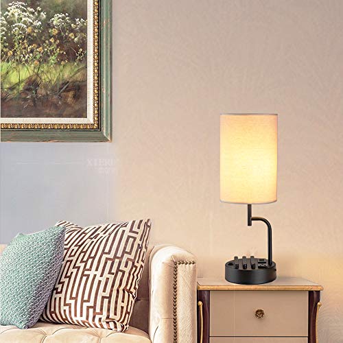Dreamholder Table Lamp with 3 USB Charging Ports, Modern Desk Lamp with AC Outlet and Phone Stands, Perfect Bedside Lamp for Bedroom, Living Room, Office (Pack of 2)