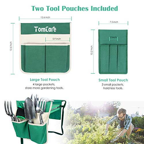 TomCare Garden Kneeler Seat Garden Bench Garden Stools Foldable Stool with Tool Bag Pouch EVA Foam Pad Outdoor Portable Kneeler for Gardening(Large-21.65" x 10.62" x 18.89",Green)