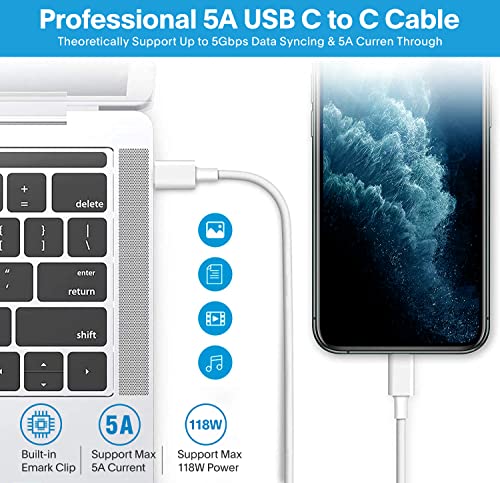 Mac Book Pro Charger - 118W USB C Fast Charger Power Adapter Compatible with USB C Port MacBook Pro/MacBook Air 16 15 14 13 Inch, New iPad Pro and All USB C Device, Included 6.6ft USB C Charge Cable