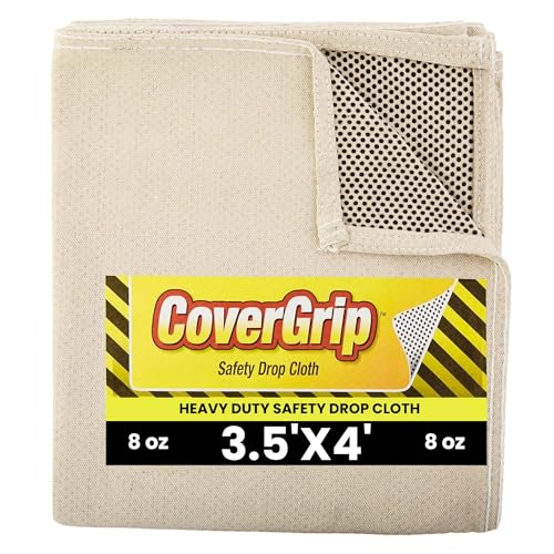 CoverGrip Quick Drop 8 oz Canvas Safety Drop Cloth, 3.5' x 4'