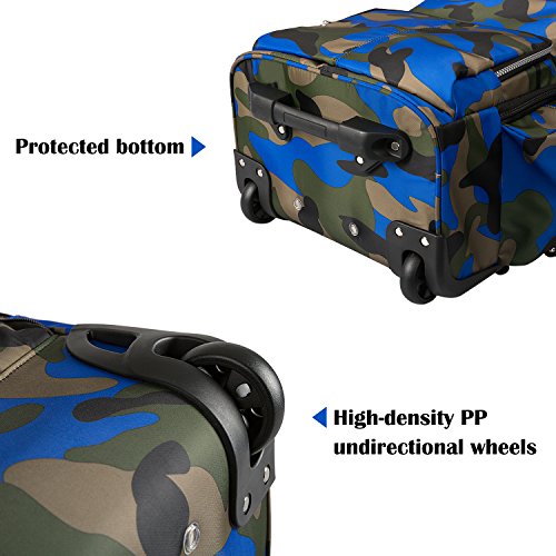 PAPITLULU 20 inches Big Storage Multifunction Travel Wheeled Rolling Backpack Business Trip Carry-on Luggage Laptop Bag, Green
