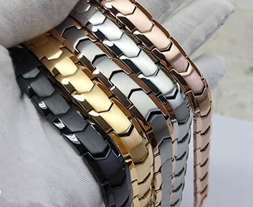 ®Magnetic Therapy Bracelets,Men's Titanium Magnetic Bracelets,Ultra Strength Magnetic Bracelets,Pure Titanium (Lightness),Eliminate Static Electricity (Black Bracelets)