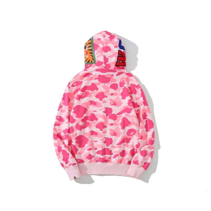 EXXE&OYYO Men's Shark Hoodie,Cotton Material Shark Jaw Jacket Ape Camo Full Zip Jacket Up (Patchwork 5,3XL,3X-Large)