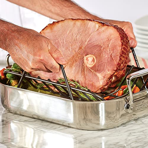All-Clad Specialty Stainless Steel Roaster with Nonstick Rack 11x14 Inch Oven Broiler Safe 600F Roaster Pan, Pots and Pans, Bakeware, Silver