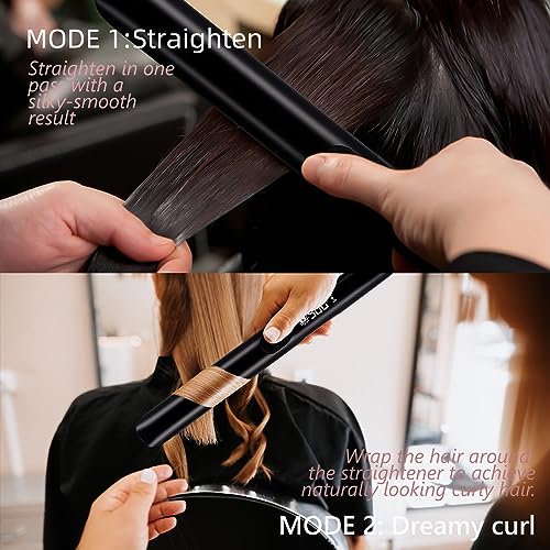 DORISILK 500 Degree High Temp Professional Hair Straightener,30s Fast Heating Ceramic Flat Iron ,2 in 1 Hair Straightener and Curler,Plasma Flat Iron Get Frizz-Free ,Dual Voltage for Travel Using