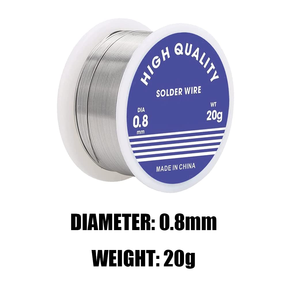 JIALWSJWAN 2 Pcs 0.8mm Solder Wires Lead Free Welding Tin Wire Rolls Lead Free Solder Wires with Rosin Core for Electronic Components Soldering(20g)