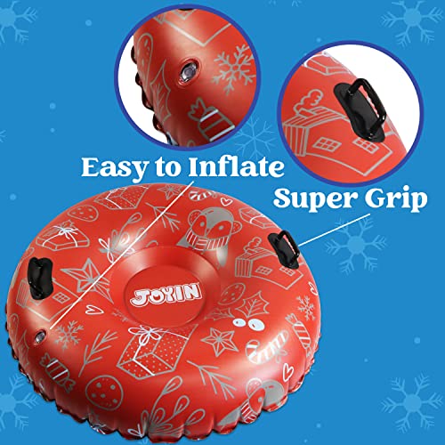 JOYIN Inflatable Snow Tubes 47" & 37"(2 Packs) for Kids and Adults,Heavy-Duty Snow Tube for Sledding, Great Inflatable Snow Sled for Winter Fun and Family Activities(Tree)