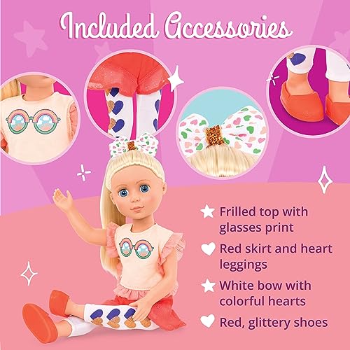 Glitter Girls – 14-inch Fashion Doll – Blonde Hair & Blue Eyes – Sunglasses Top, Heart Leggings & Hair Bow – Poseable Arms & Legs – 3 Years + – Dayle