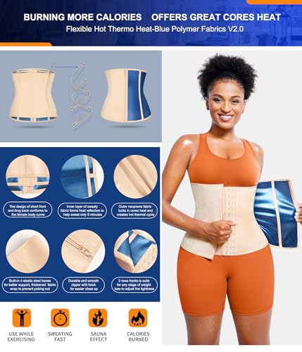 TrainingGirl Women Waist Trainer Trimmer Corset Weight Loss Tummy Wrap Workout Belt Sweat Belly Band Sports Girdle Sauna Suit