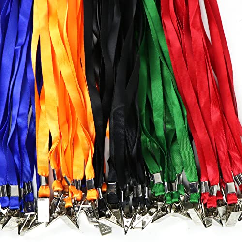 Bird Fiy® 50 Pcs Nylon Cord Lanyards Bulldog Clip Deluxe Neck Lanyard for Id Cards/badges (black)