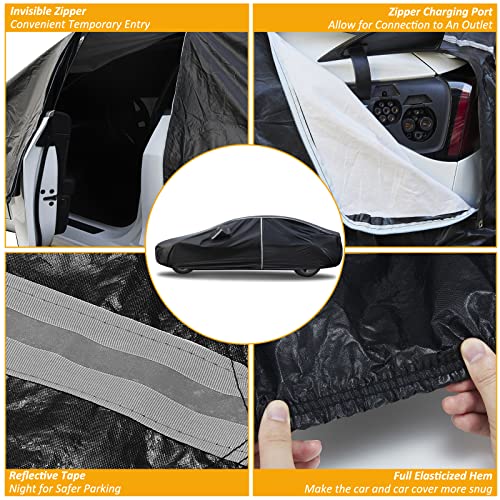 Car Cover for Model 3 2017-2024 All Weather 6 Layers Full Car Cover with Storage Bag
