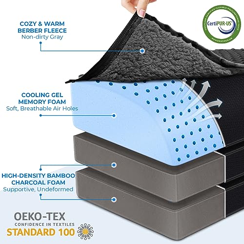 Foot Rest Under Desk for Office Use, Gel Memory Foam Foot Stool with 3 Adjustable Heights and Feet Warm Pocket for Back, Hip, Legs Discomfort Relief, Ergonomic Footrest for Office Chair & Gaming Chair