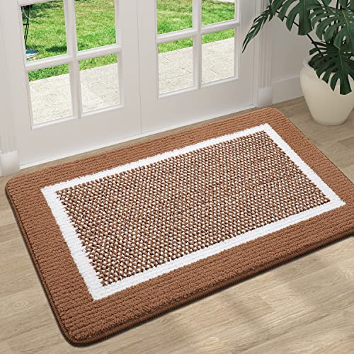 Colorxy Indoor Door Mat, Non-Slip Absorbent Resist Dirt Entrance Mat, Sturdy Low-Profile Inside Floor Mats, Washable Front Entry Doormats for Entryway, 30''x17'', Brown