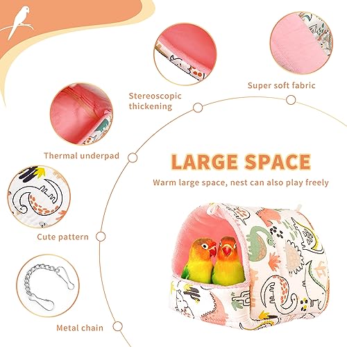 HPAWHOMEPART Parrot Bird Bed Hammock Winter Warm Bird Plush Nest Toy for Parakeet Comfortable Hanging Bird Bed for Cage (L, Beige)
