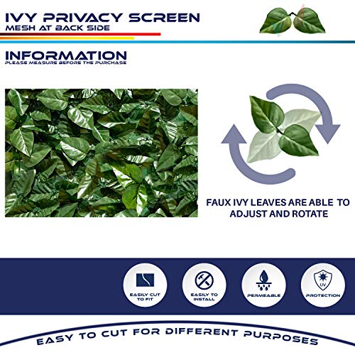 Windscreen4less 04'x20' Faux Leaf Privacy Fence Screen Artificial Laurel Leaves Fence Cover Wall Decoration for Patio Porch Deck Balcony Yard Indoor Outdoor