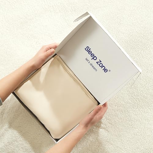 SLEEP ZONE Soft Sheets for Twin Size Bed, 3 Pieces Skin-Friendly & Breathable Sheet Set for Kids, Students, Easy Care Microfiber Sheet Set (Beige, Twin)