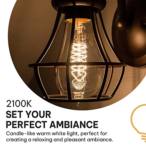 HUDSON BULB CO. Vintage Edison LED Light Bulbs 6W (6 Pack), Soft White, Non-Dimmable, E26/E27 Base, ST58 Style, 60 Watt Equivalent