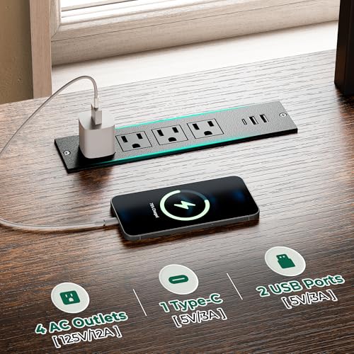 Huuger TV Stand for 65 70 75 Inch TV, Entertainment Center with Power Outlets and LED Lights, TV Console for Living Room, Media Console with Drawers and Shelves, Black