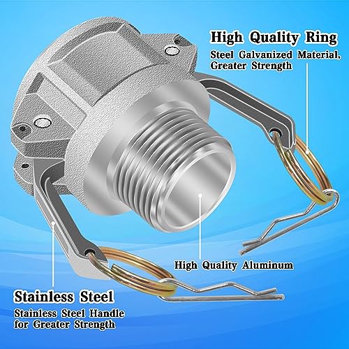 2Pcs (Type B) Cam Lock Fitting, 1inch Cam Groove Hose Fittings, Female Cam Lock & Male NPT Thread Camlok Couplings with, Aluminum Cam Groove Fitting, for Industrial & Agriculture